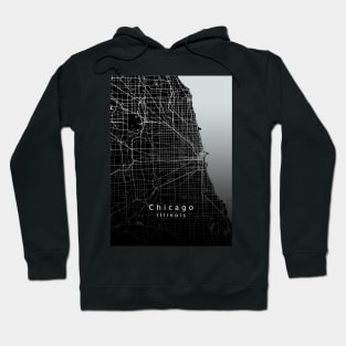 Chicago Illinois City Map dark Hoodie